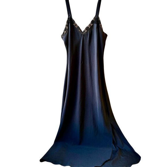 Vintage Val Mode Nightgown Lingerie Black Long Gown size Medium DAMAGED - Picture 5 of 16